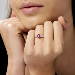 Bague Crista Or Blanc Rubis Et Diamant