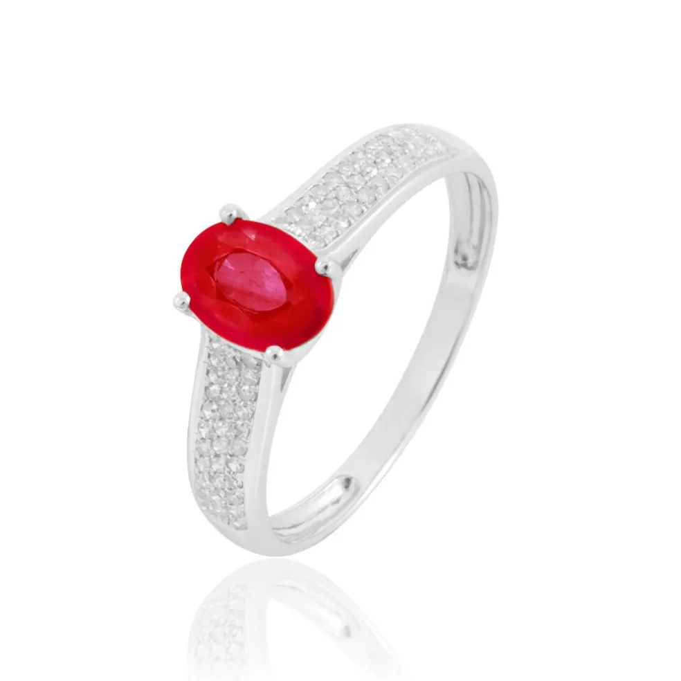 Bague Crista Or Blanc Rubis Et Diamant