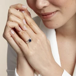 Bague Crista Or Blanc Saphir Et Diamant