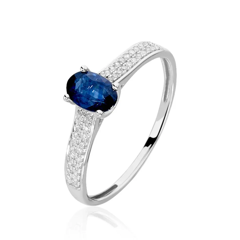 Bague Crista Or Blanc Saphir Et Diamant