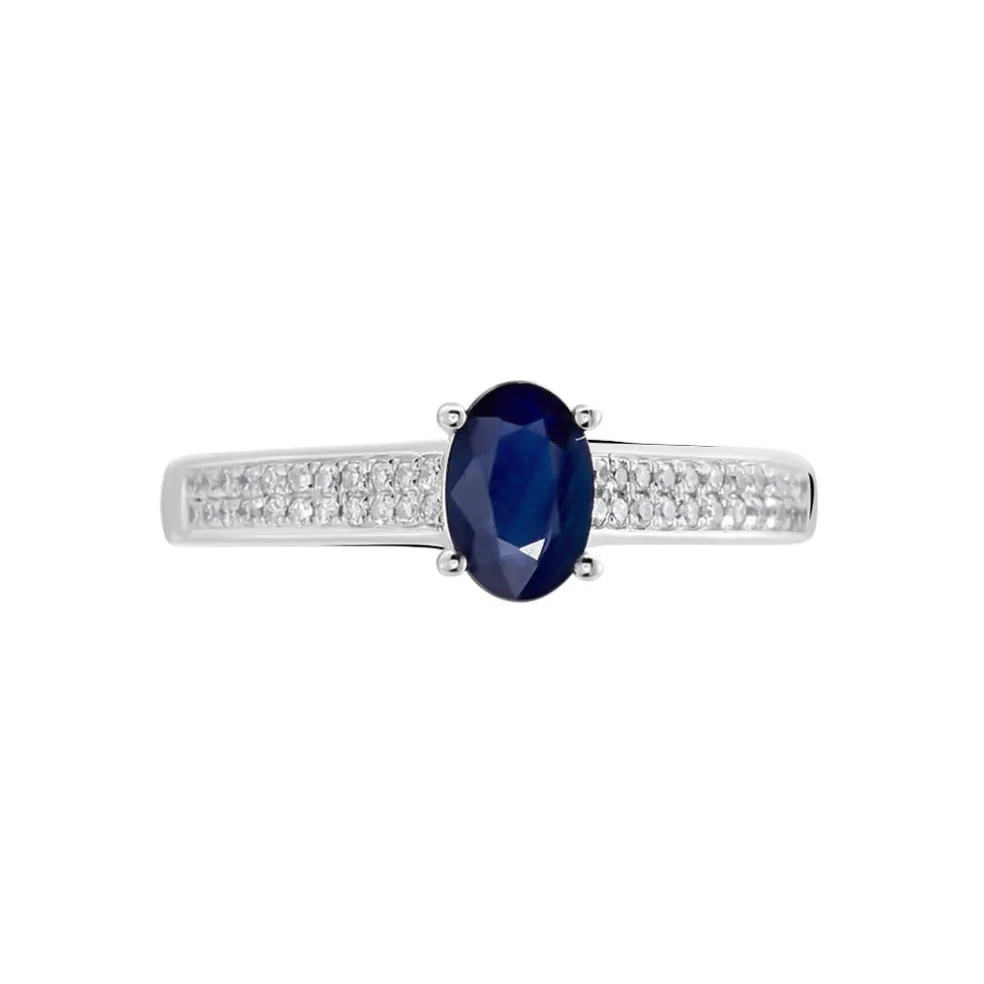 Bague Crista Or Blanc Saphir Et Diamant