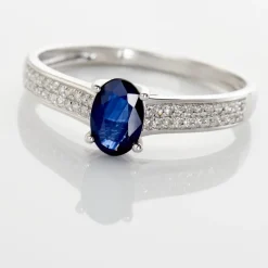 Bague Crista Or Blanc Saphir Et Diamant