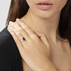 Bague Crista Or Blanc Saphir Et Diamant