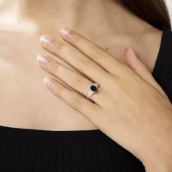 Bague Crista Or Blanc Saphir Et Diamant