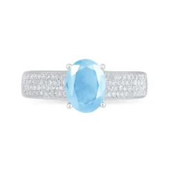 Bague Crista Or Blanc Topaze Et Diamant
