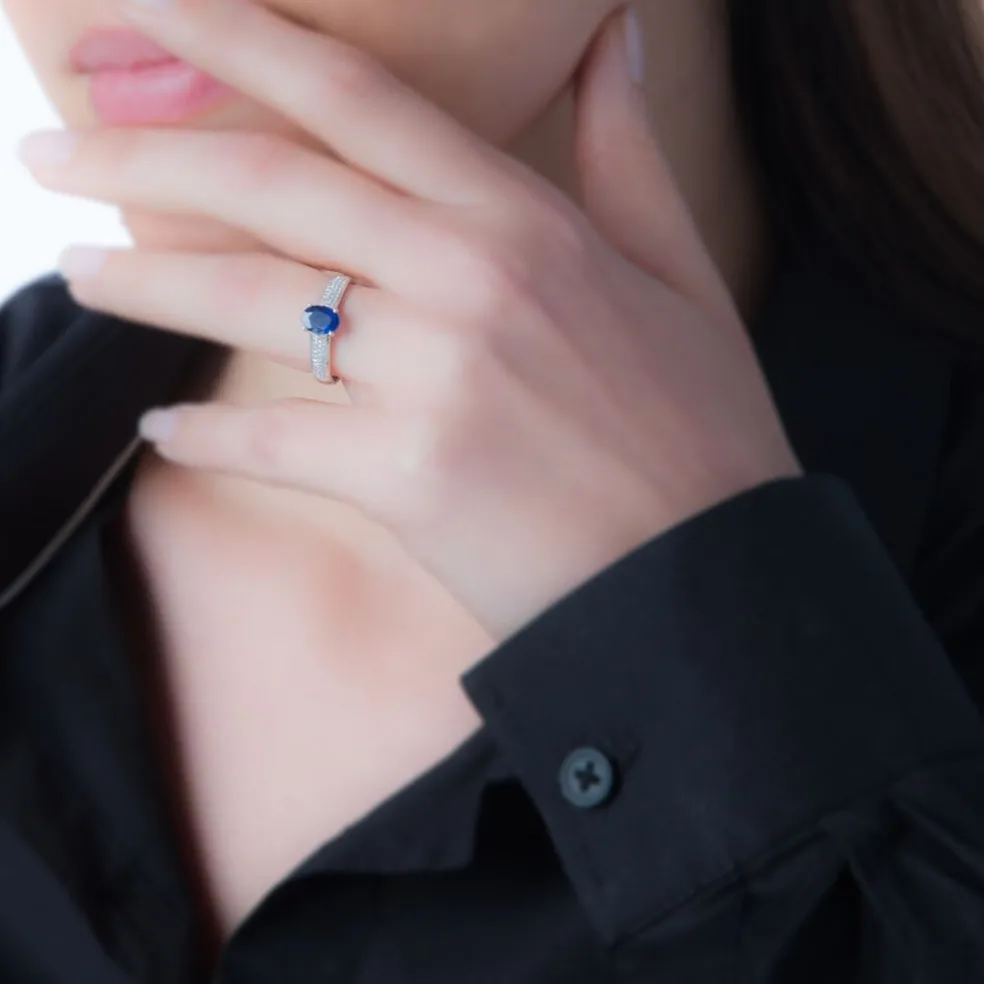 Bague Crista Or Blanc Topaze Et Diamant