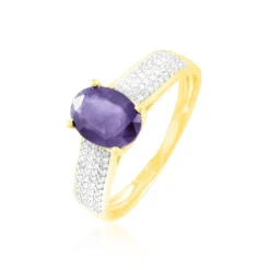 Bague Crista Or Jaune Amethyste Et Diamant