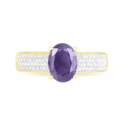 Bague Crista Or Jaune Amethyste Et Diamant