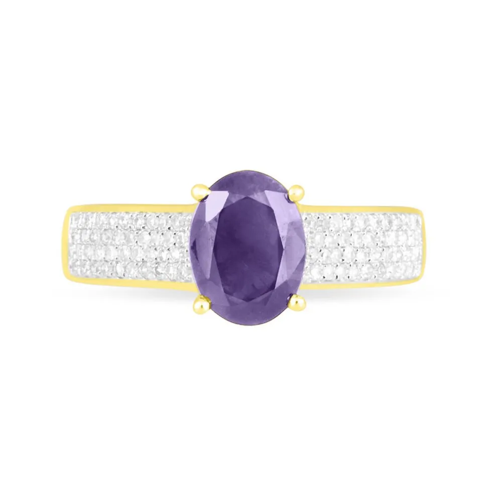 Bague Crista Or Jaune Amethyste Et Diamant