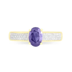 Bague Crista Or Jaune Amethyste Et Diamant
