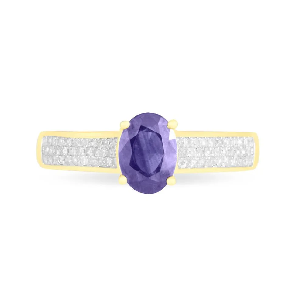 Bague Crista Or Jaune Amethyste Et Diamant