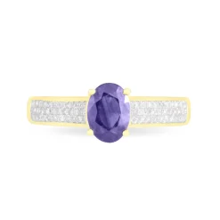 Bague Crista Or Jaune Amethyste Et Diamant