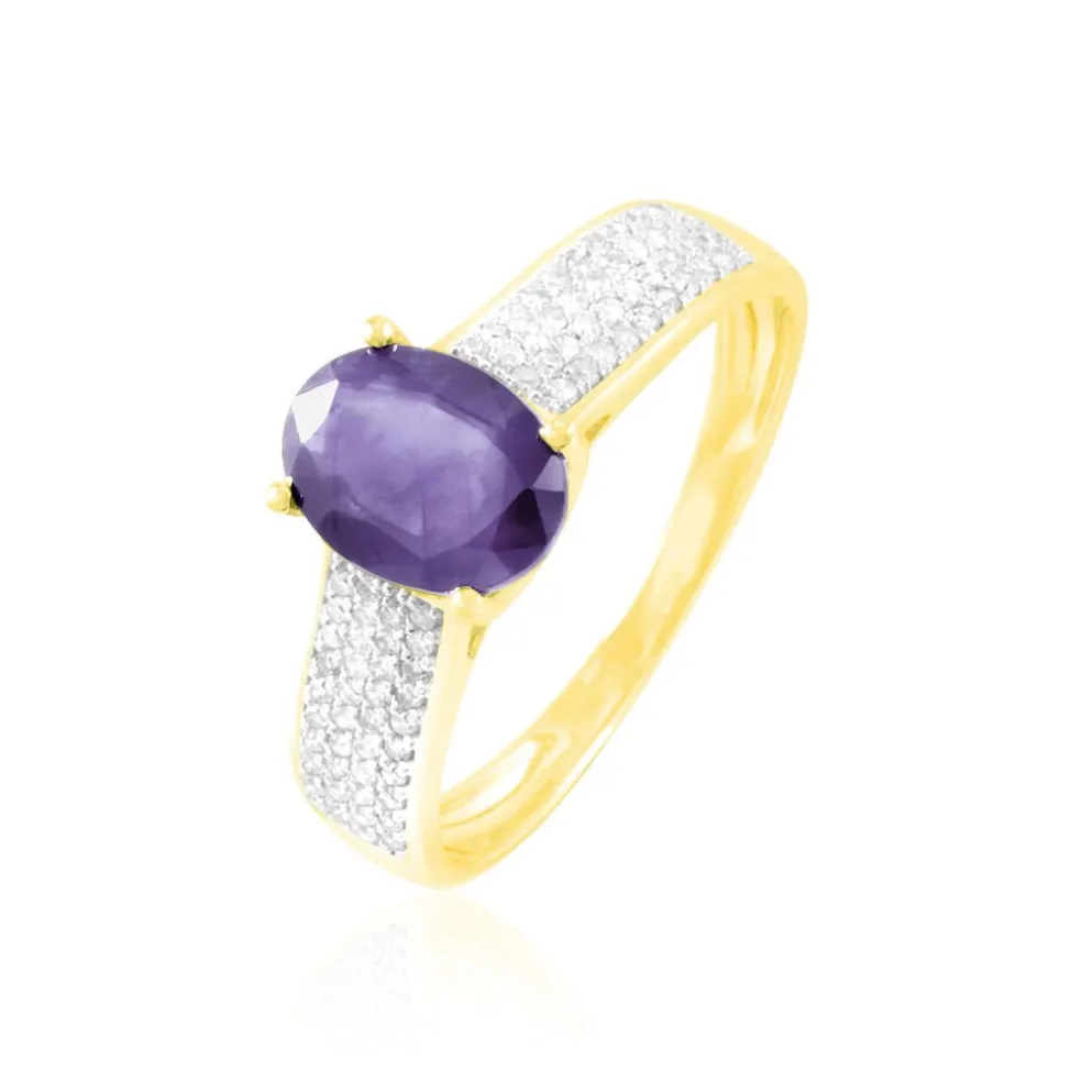 Bague Crista Or Jaune Amethyste Et Diamant