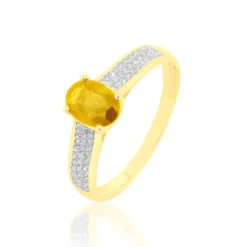Bague Crista Or Jaune Citrine Et Diamant