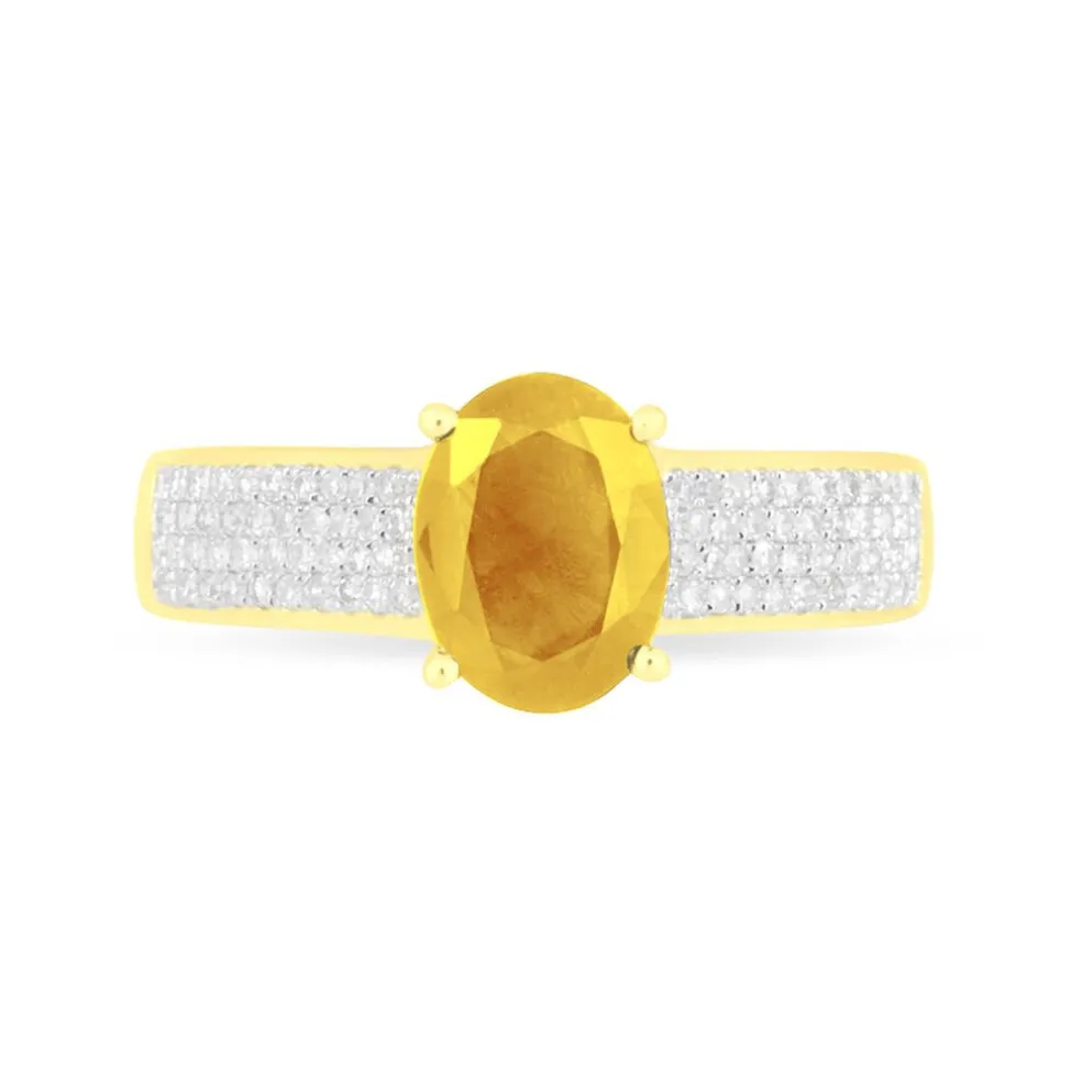 Bague Crista Or Jaune Citrine Et Diamant