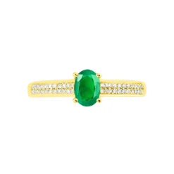 Bague Crista Or Jaune Emeraude Et Diamant
