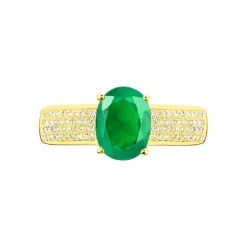 Bague Crista Or Jaune Emeraude Et Diamant