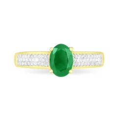 Bague Crista Or Jaune Emeraude Et Diamant