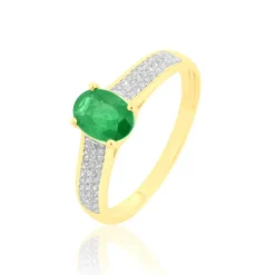 Bague Crista Or Jaune Emeraude Et Diamant