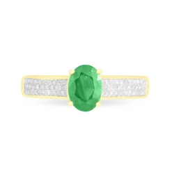 Bague Crista Or Jaune Emeraude Et Diamant