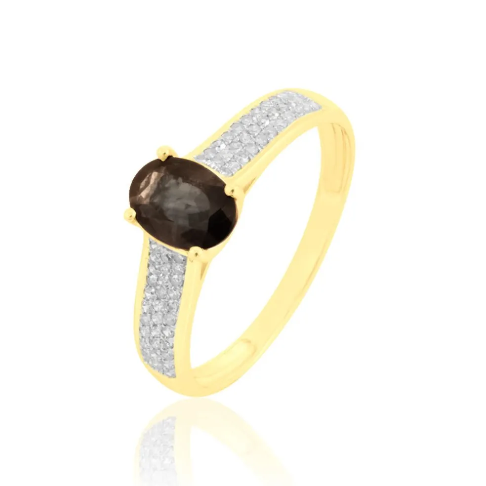 Bague Crista Or Jaune Quartz Et Diamant