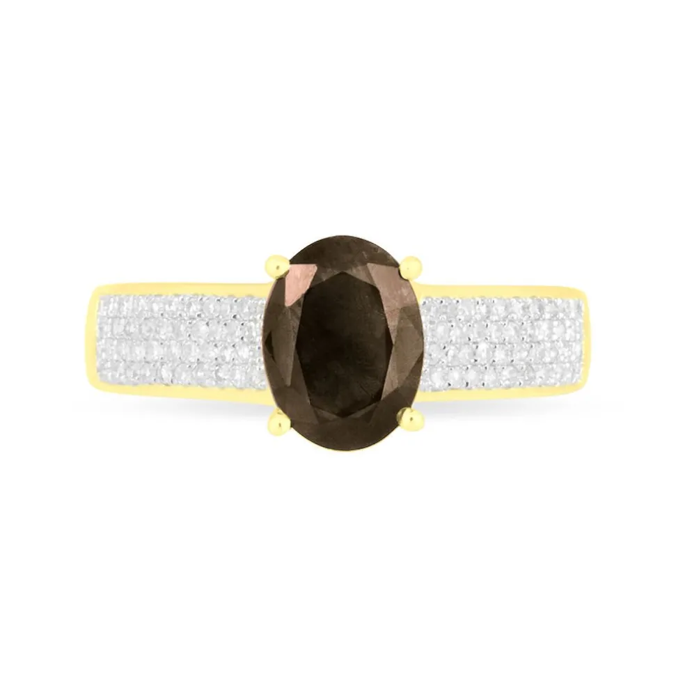 Bague Crista Or Jaune Quartz Et Diamant
