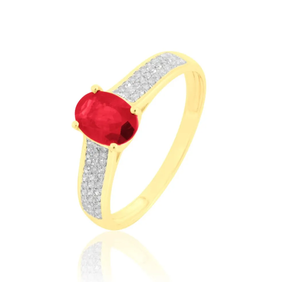 Bague Crista Or Jaune Rubis Et Diamant