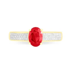 Bague Crista Or Jaune Rubis Et Diamant