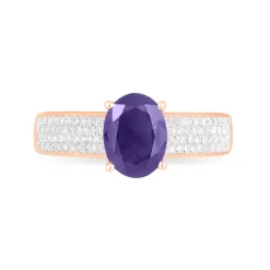 Bague Crista Or Rose Amethyste Et Diamant