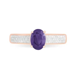 Bague Crista Or Rose Amethyste Et Diamant