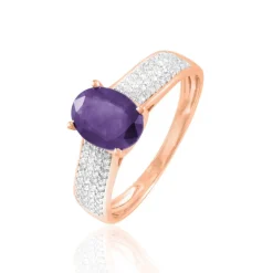 Bague Crista Or Rose Amethyste Et Diamant