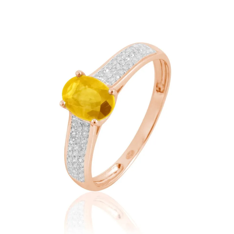 Bague Crista Or Rose Citrine Et Diamant