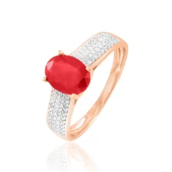Bague Crista Or Rose Rubis Et Diamant