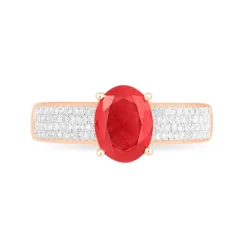 Bague Crista Or Rose Rubis Et Diamant