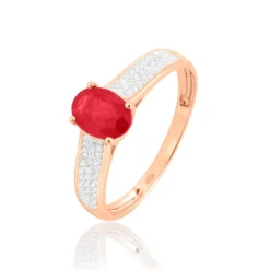 Bague Crista Or Rose Rubis Et Diamant