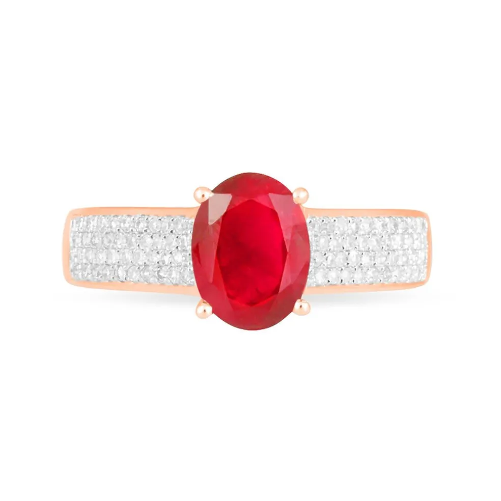 Bague Crista Or Rose Rubis Et Diamant