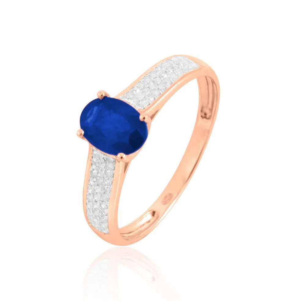 Bague Crista Or Rose Saphir Et Diamant