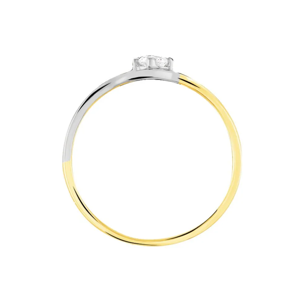 Bague Croise Or Bicolore Oxyde De Zirconium