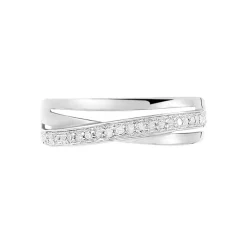 Bague Croisee Or Blanc Diamant