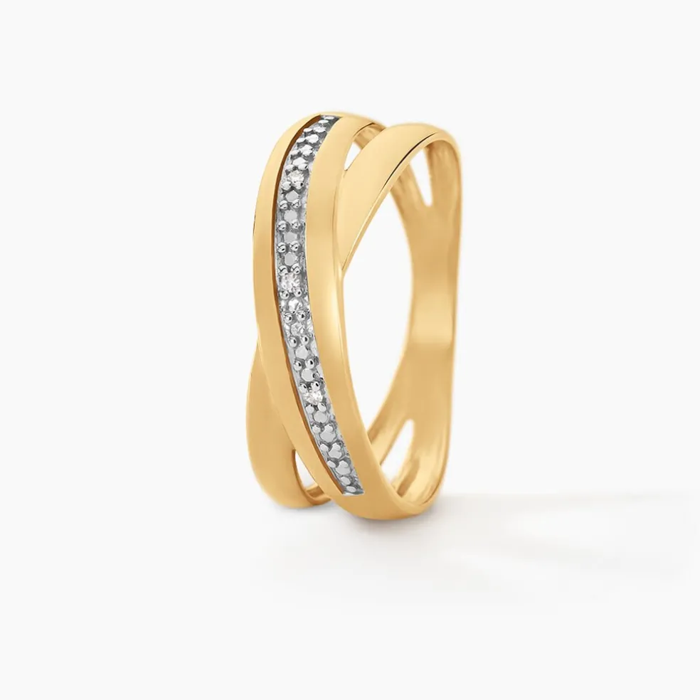 Bague Croisee Or Jaune Diamant