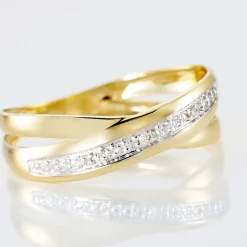 Bague Croisee Or Jaune Diamant