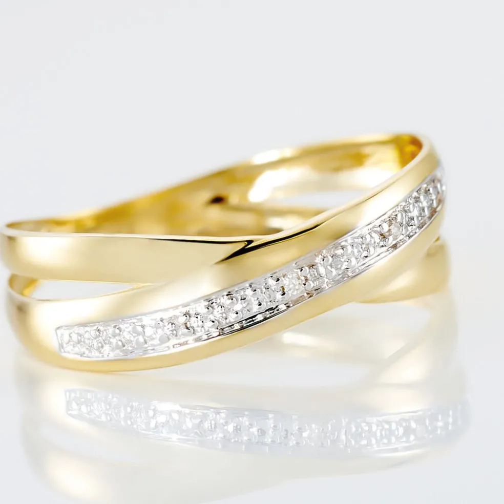 Bague Croisee Or Jaune Diamant
