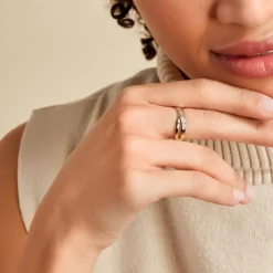 Bague Croisee Or Jaune Diamant