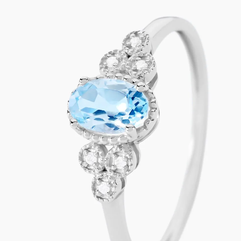 Bague Cyprille Or Blanc Topaze Et Oxyde De Zirconium