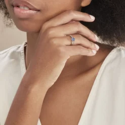 Bague Denise Or Blanc Saphir Et Diamant