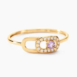 Bague Deonne Or Jaune Améthyste Oxyde De Zirconium