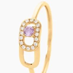 Bague Deonne Or Jaune Améthyste Oxyde De Zirconium