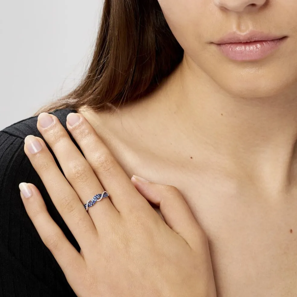 Bague Dimitria Or Blanc Saphir Et Diamant