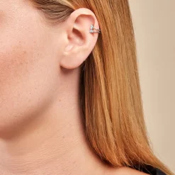 Bague D'oreille Unitaire Navette Argent Blanc Oxyde De Zirconium