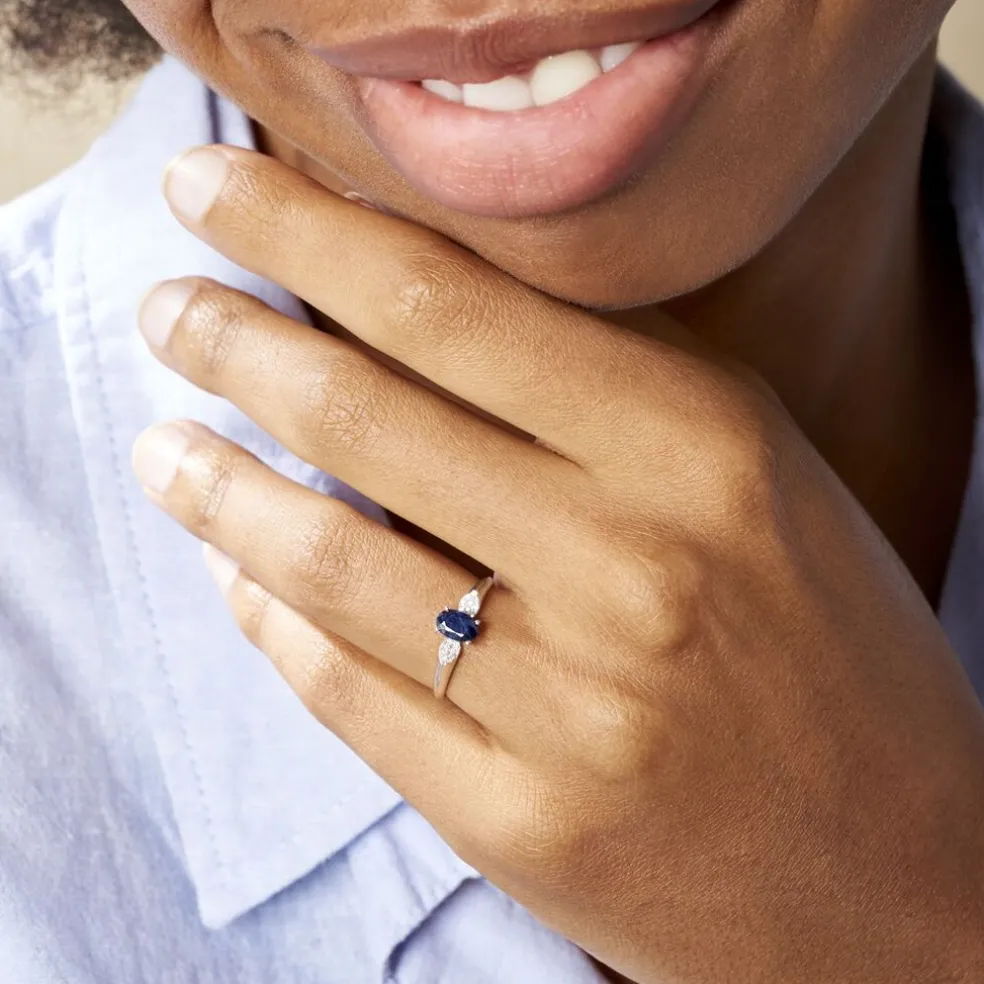 Bague Edgina Or Blanc Saphir Et Diamant